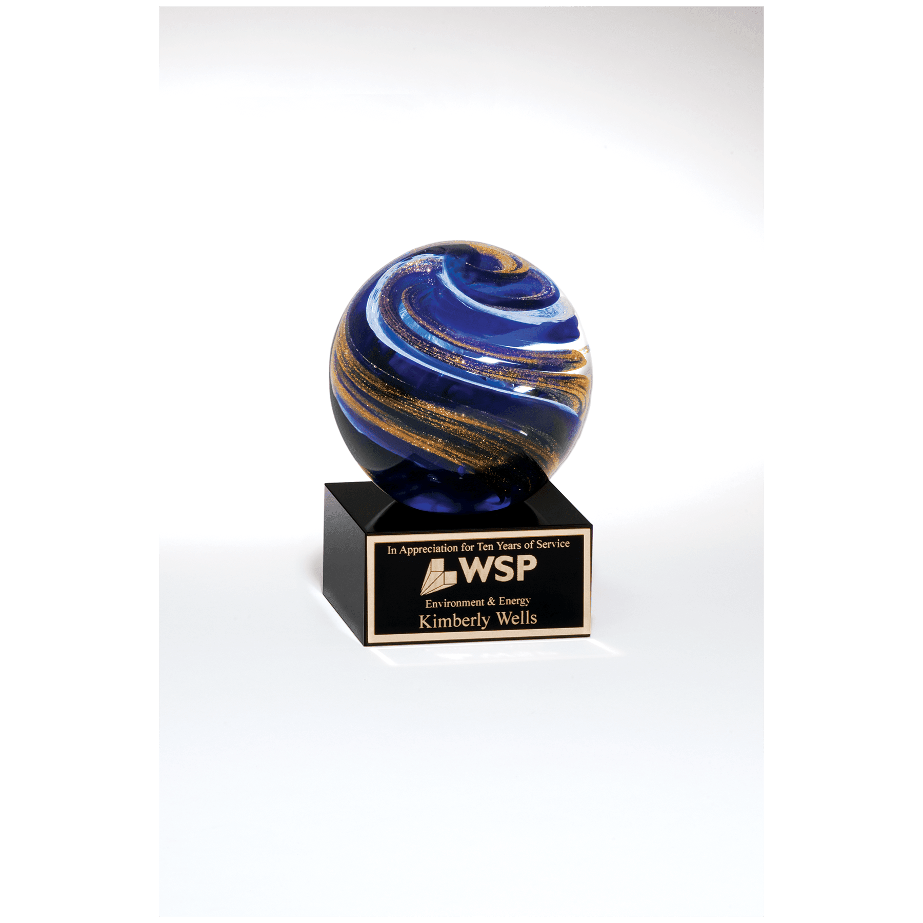 Blue White and Metallic Gold Globe
