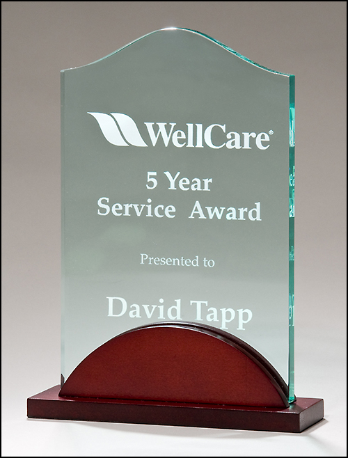 Tidal Series - Jade Acrylic with Mahogany-Finish Base