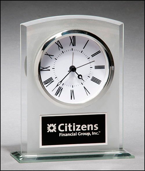 Glass Clock with Frosted Top, Polished Edges and Base