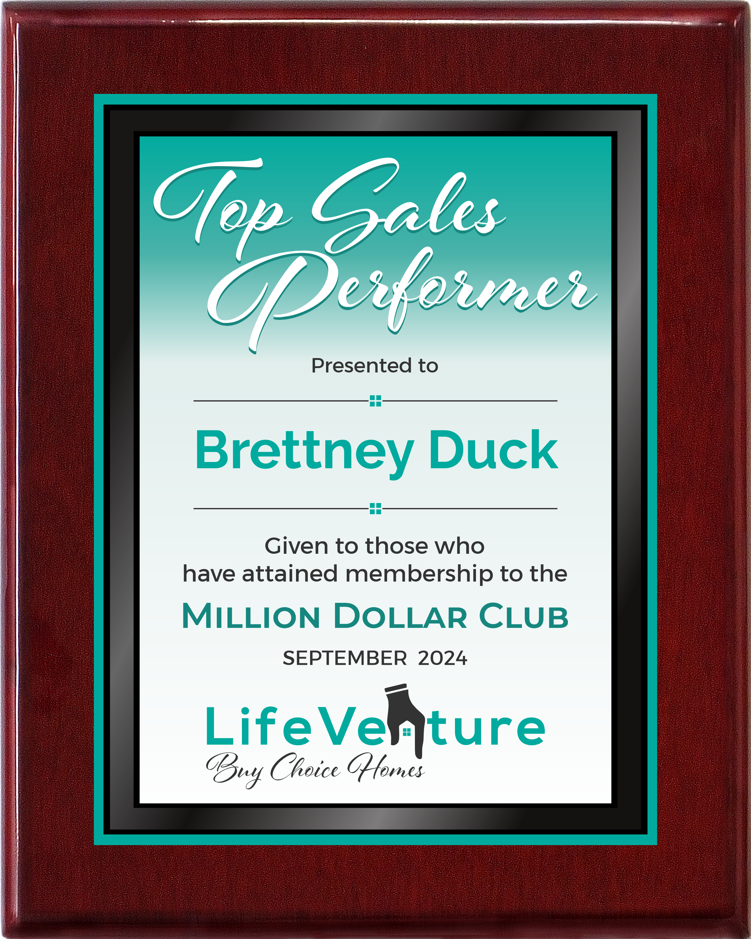 Rosewood Piano Finish Plaque