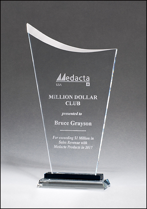 Contemporary Clear Glass Award with Black Pedestal Base