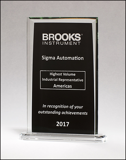 Rectangular Glass Award with Engraved Black Silk Screened Center