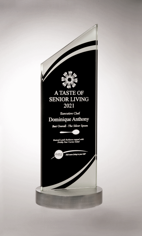 Zenith Series - Engraved Black Silk Screened Glass with Frosted Accents on Heavy Aluminum Base