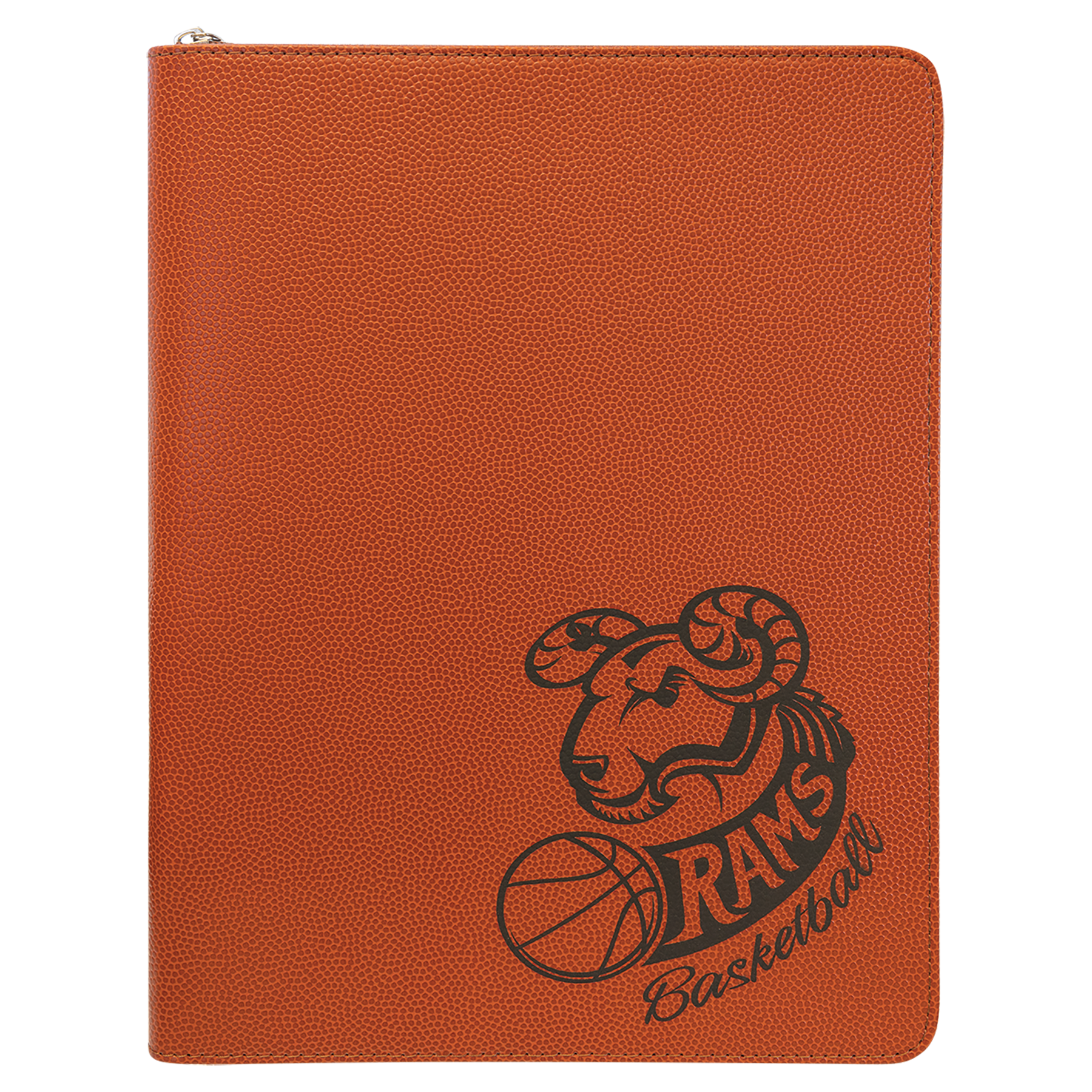 Basketball Laserable Leatherette Portfolio with Zipper
