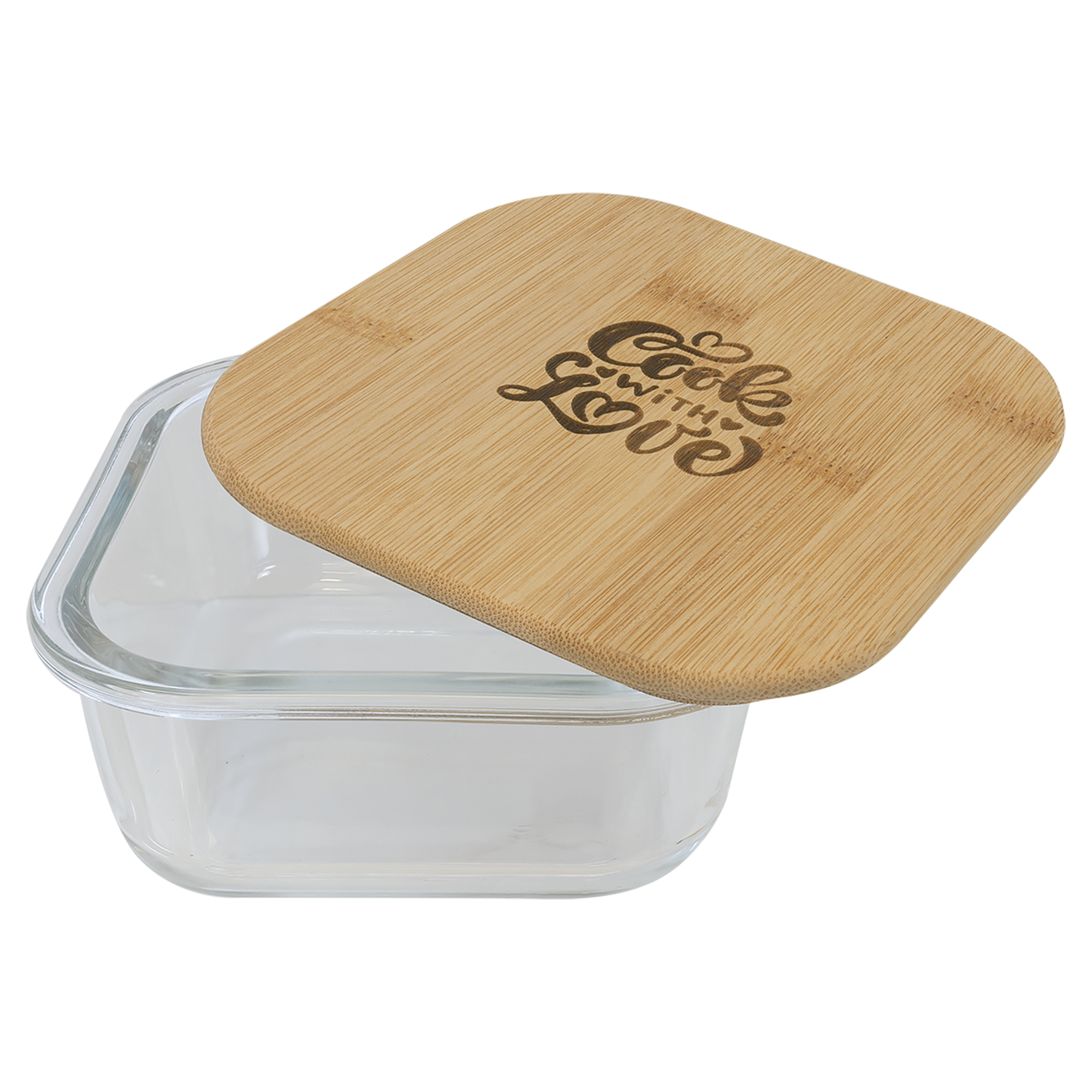 Glass Containers with Bamboo Lids (Square)