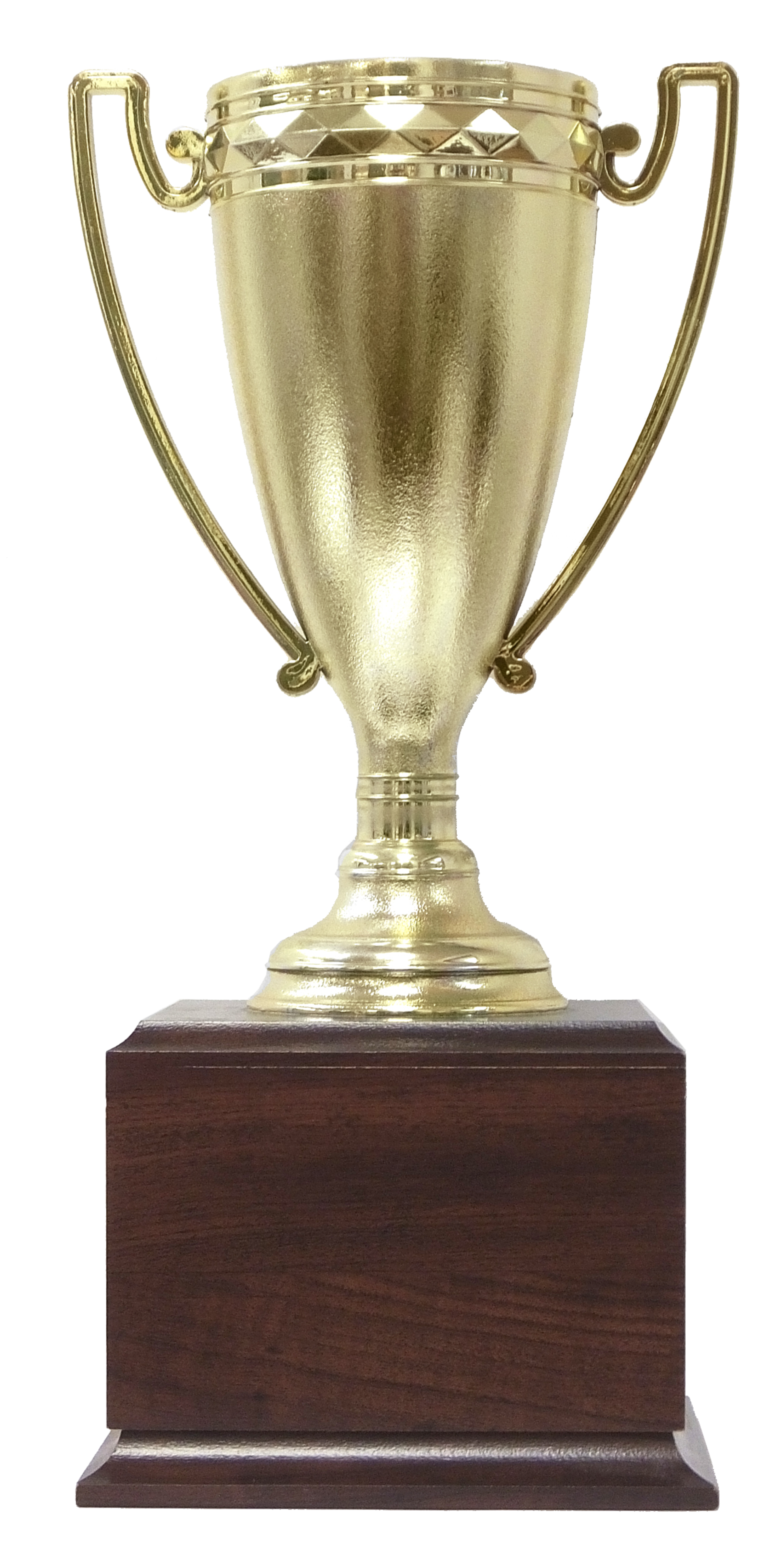F Series Gold Plastic Award Cup - Walnut Base
