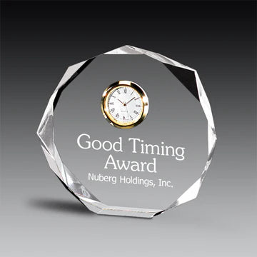 Octagon Bevel Award (Freestanding) with Clock