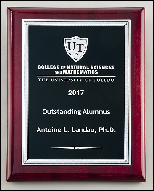 Rosewood Piano Finish Plaque - Textured Black & Silver Plate with Silver Florentine Border