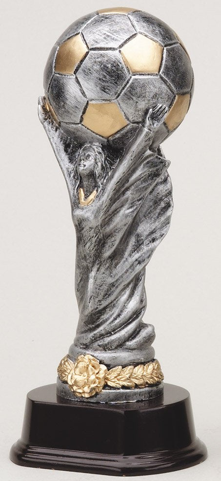World Cup with Gold Trim Soccer Resin Statue