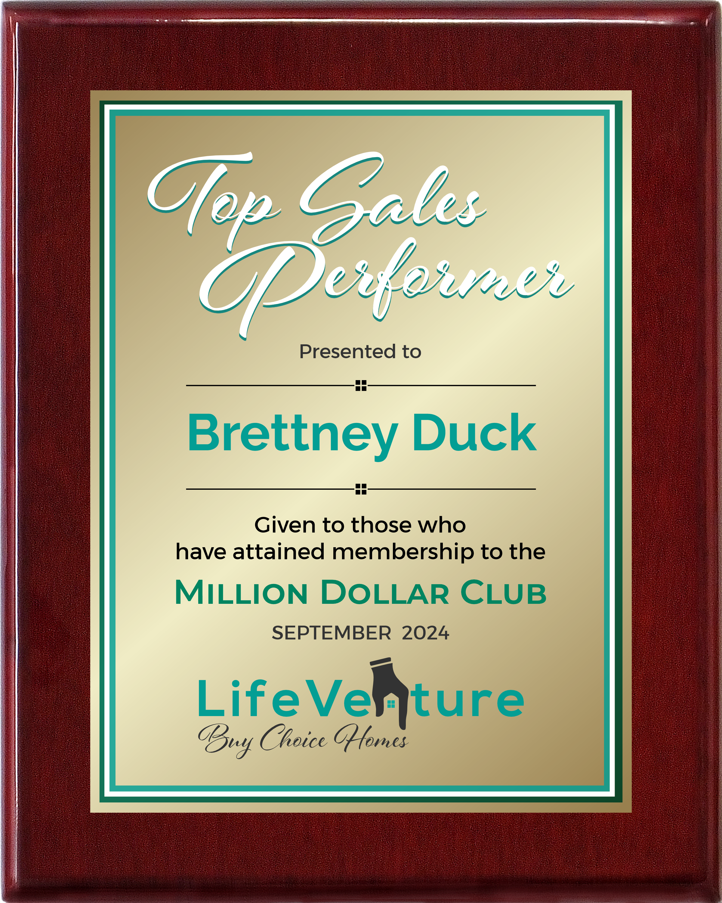 Rosewood Piano Finish Plaque