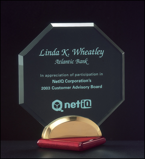 Octagon Series - Jade Acrylic, Piano-Finished Base w/ Rosewood Stain & Gold Metal Accents