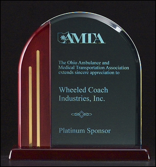 Arch Series- Rosewood piano-finish base and posts with gold metal accents