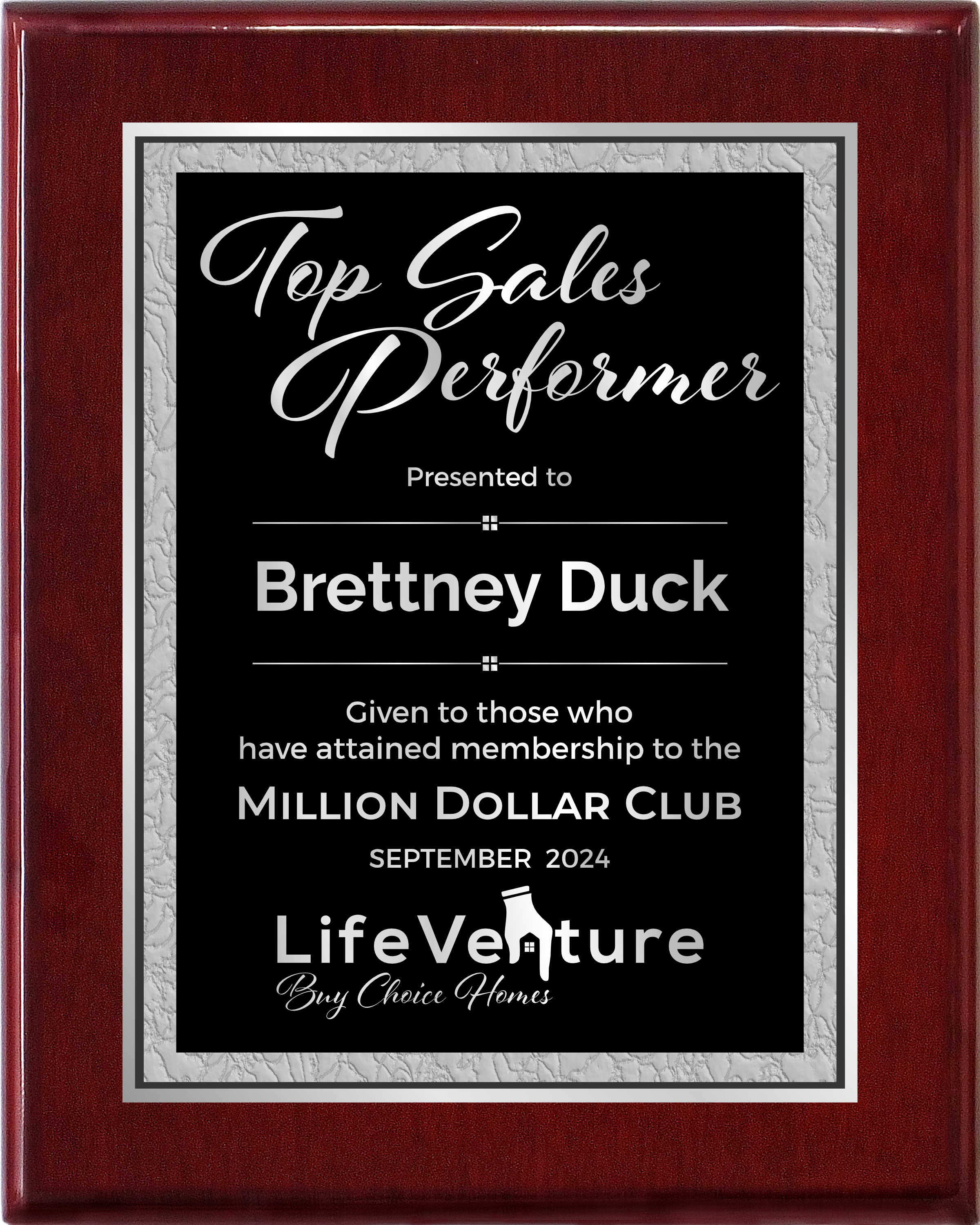 Rosewood Piano Finish Plaque