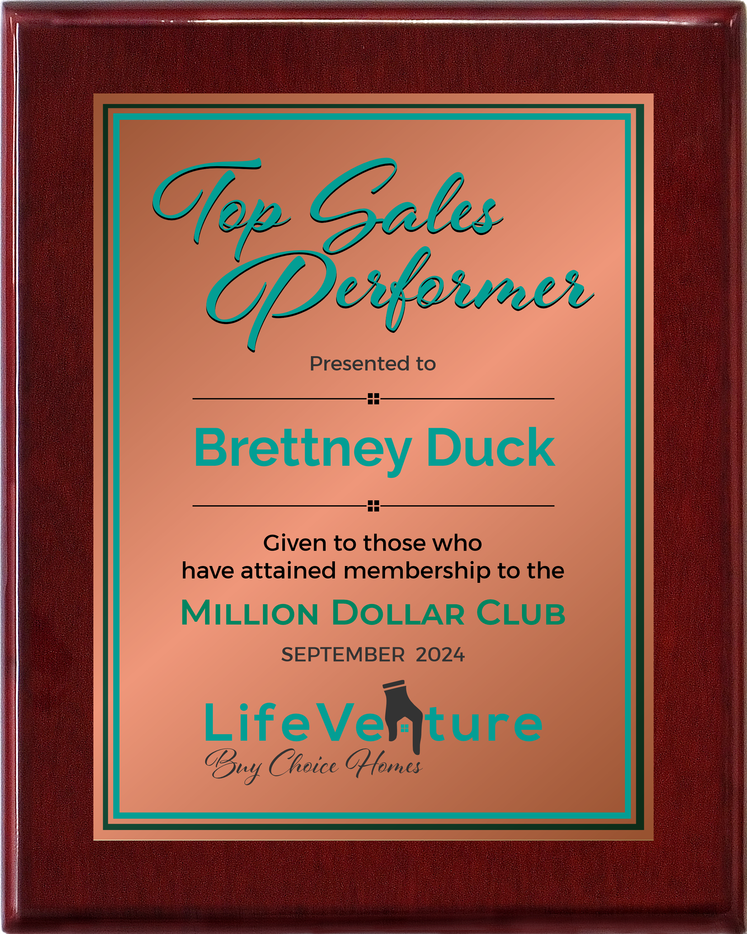 Rosewood Piano Finish Plaque