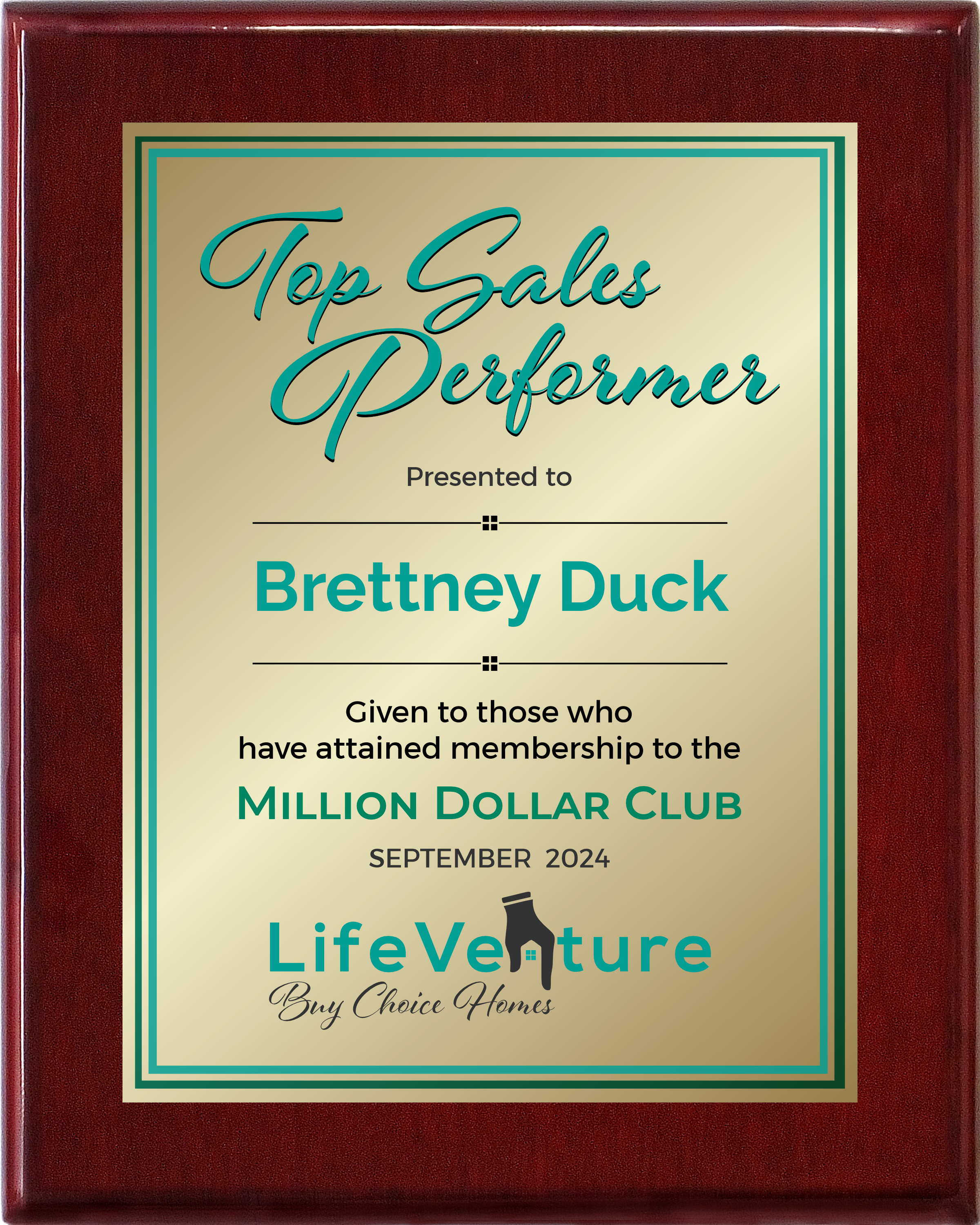 Rosewood Piano Finish Plaque