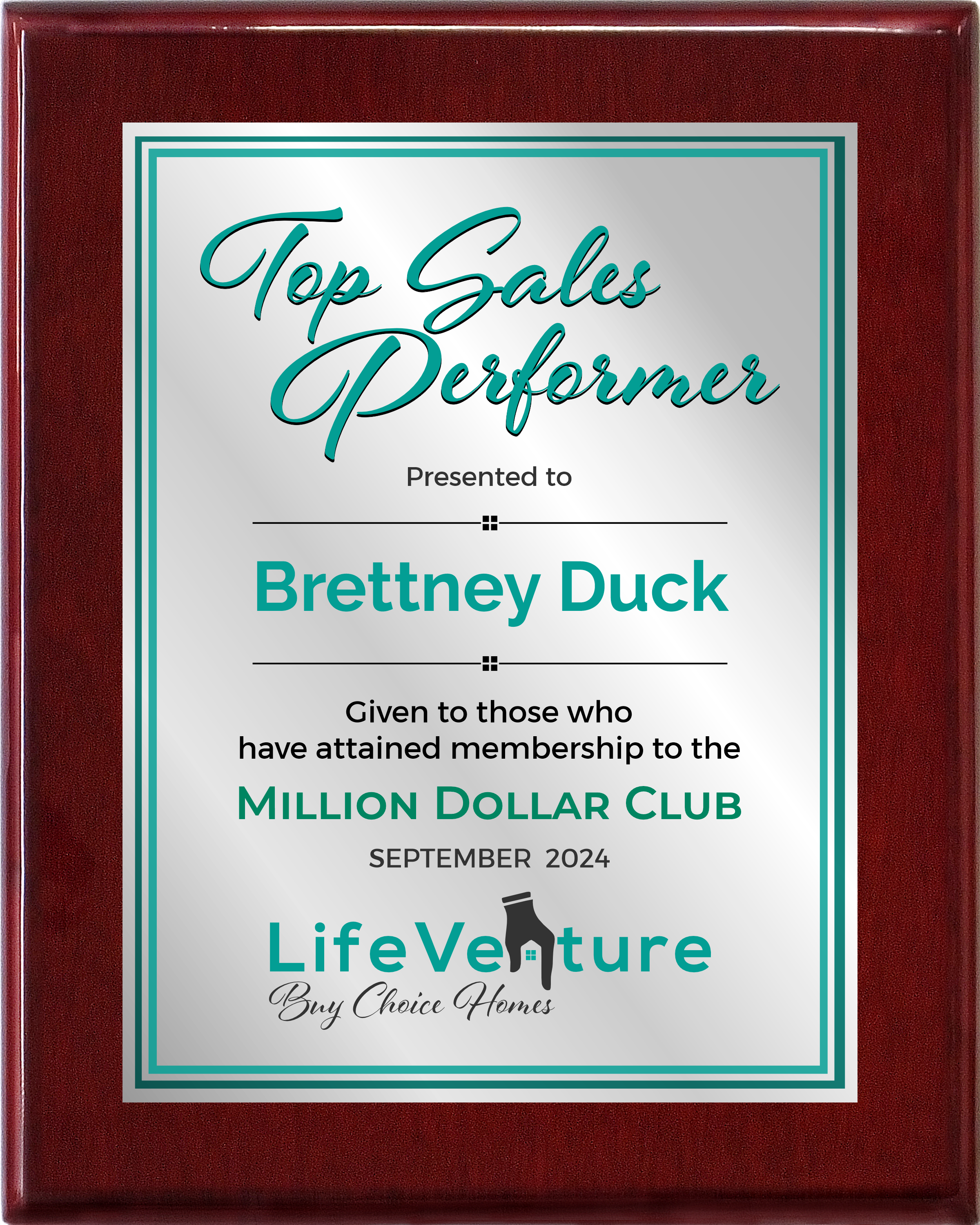 Rosewood Piano Finish Plaque