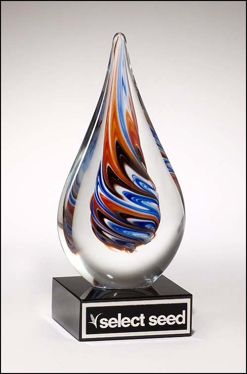Teardrop Art Glass on Black Glass Base