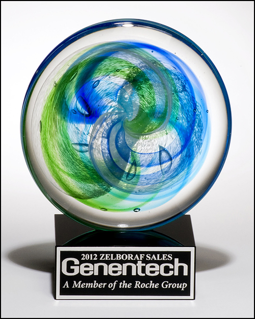 Blue and Green Art Glass Disc
