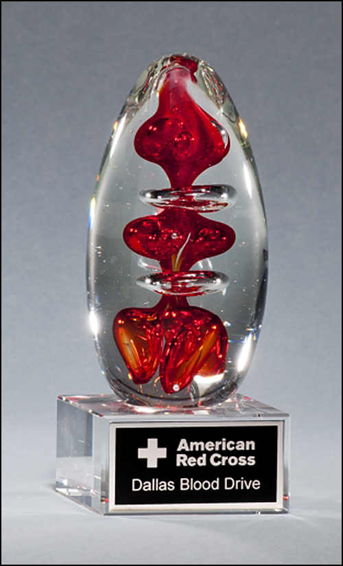 Red Egg-Shaped Art Glass