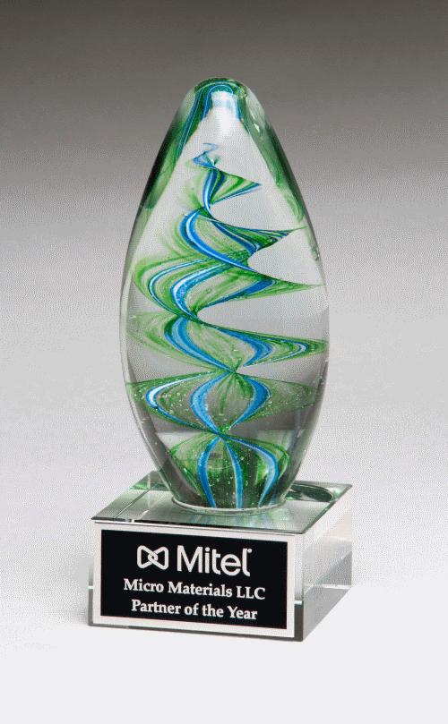 Blue and Green Helix Egg Shaped Award