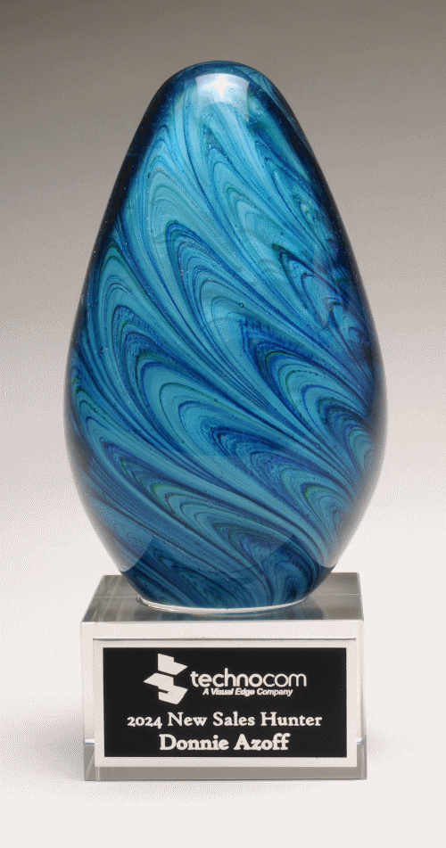 Blue Green Egg Shaped Art Glass
