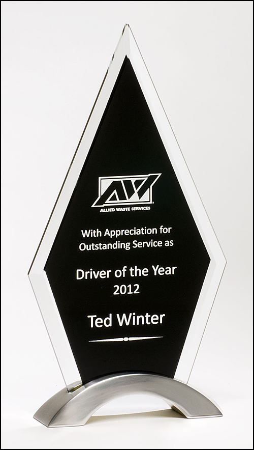 Black Silk Screened Beveled Glass with Aluminum Accent
