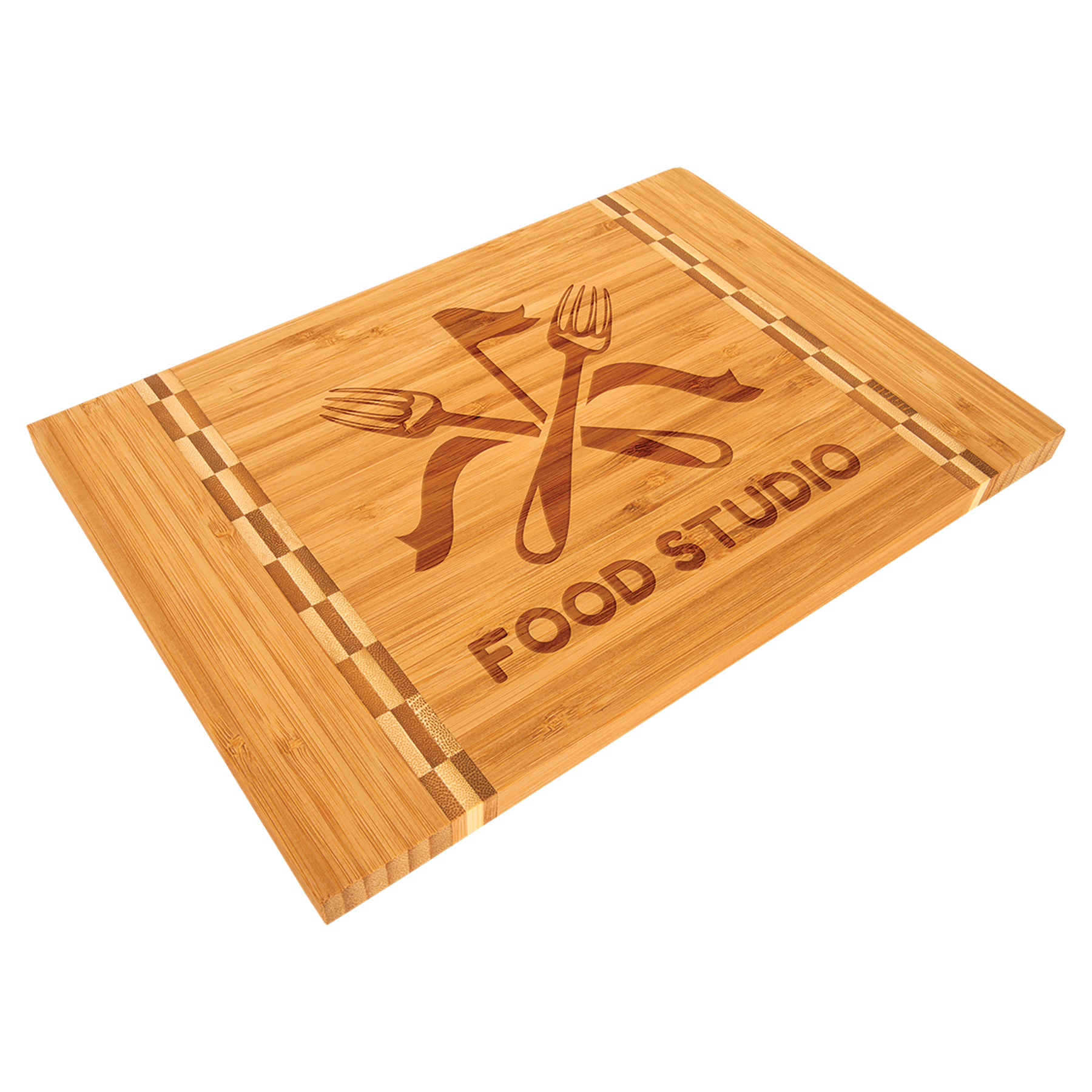 Bamboo Cutting Board with Butcher Block Inlay