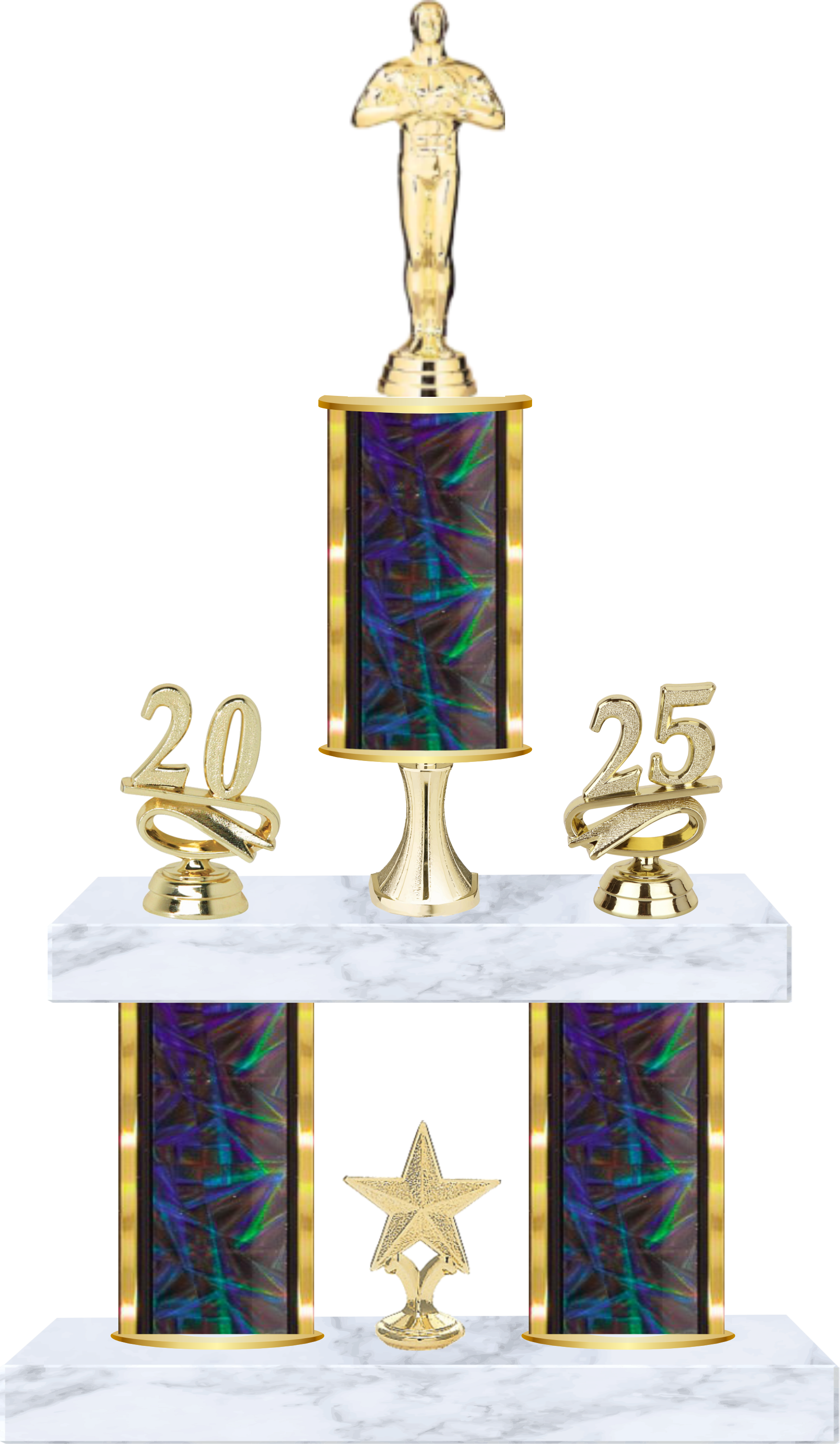 I Model Trophy - Round Column 2 Tier - Double Side Trim & Center Trim