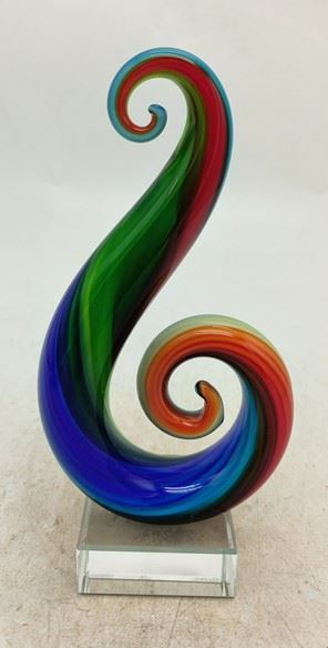 Multi-Color Curly Q Art Glass