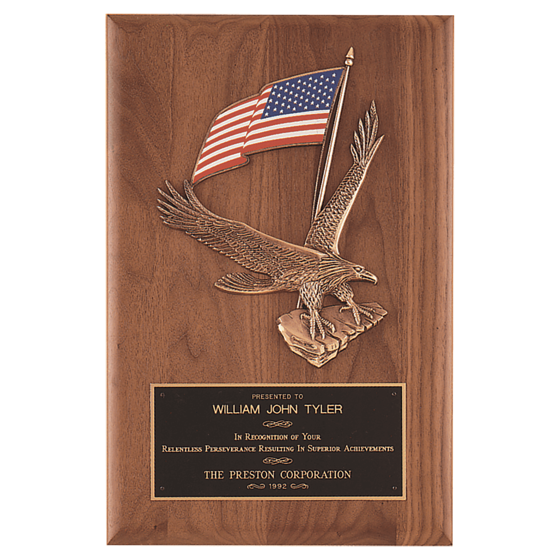 Large Eagle Casting on Solid American Walnut