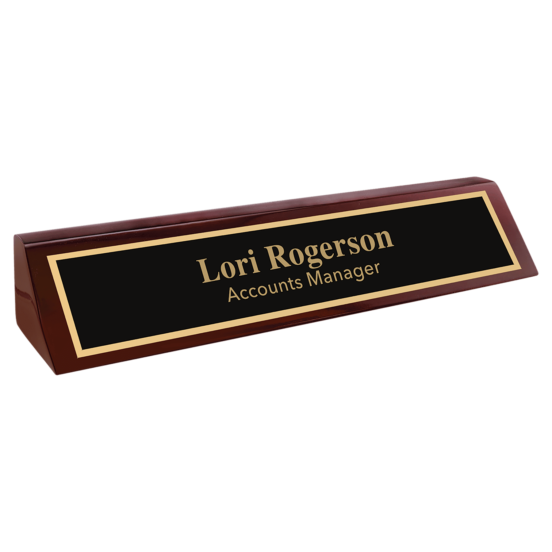 Piano Finish Desk Wedge with Black and Gold Plate